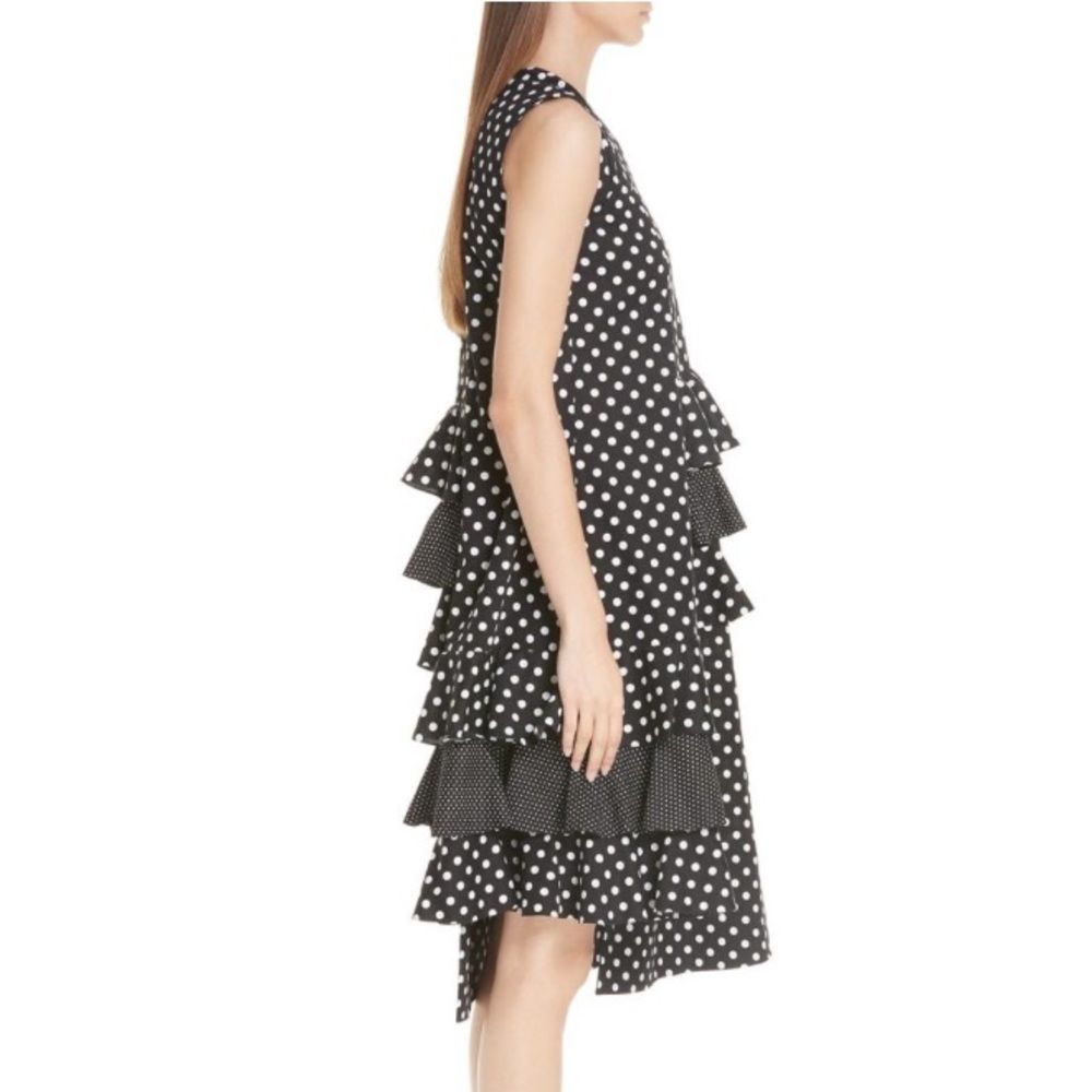PASKAL Frilled Asymmetrical Polka Dot Dress - Picture 3 of 9